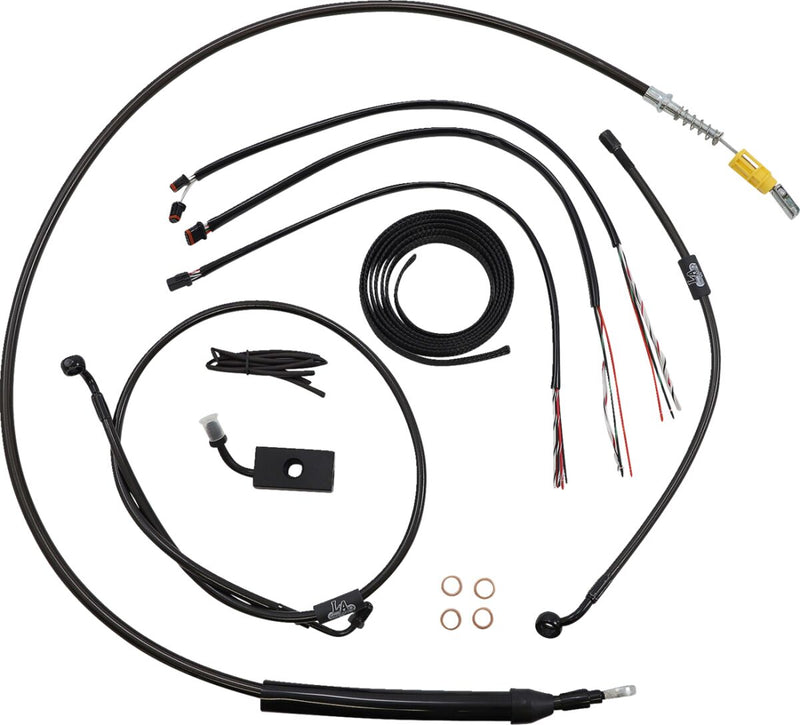LA Choppers Complete Midnight Braided Handlebar Cable/Brake Line Kit Cable Kit Black Clear-Coated Alternate Length Clutch Line Black| Clear-Coated| Natural