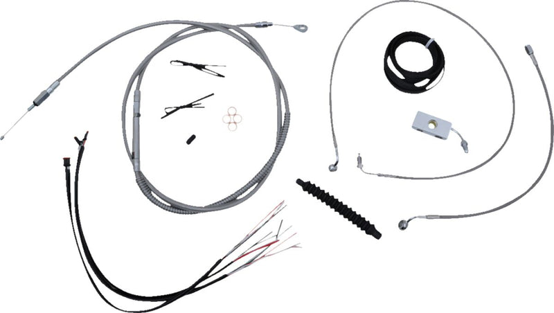 LA Choppers Complete Stainless Braided Handlebar Cable/Brake Line Kit Cable Kit Clear-Coated Natural Silver Alternate Length Clutch Line