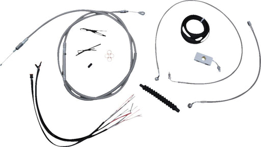 LA Choppers Complete Stainless Braided Handlebar Cable/Brake Line Kit Cable Kit Clear-Coated Natural Silver Alternate Length Clutch Line