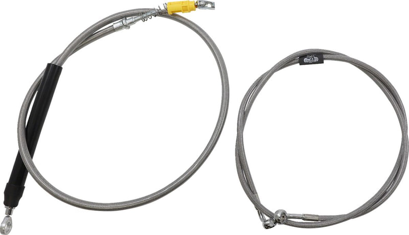 LA Choppers Complete Stainless Braided Handlebar Cable/Brake Line Kit Cable Kit Clear-Coated Natural Silver Alternate Length Clutch Line
