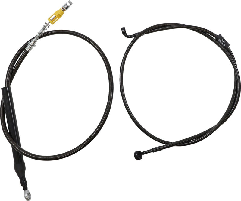 LA Choppers Complete Midnight Braided Handlebar Cable/Brake Line Kit Cable Kit Black Clear-Coated Alternate Length Clutch Line Black| Clear-Coated| Natural
