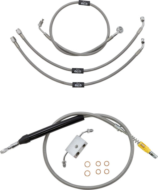 LA Choppers Standard Stainless Braided Handlebar Cable/Brake Line Kit Cable Kit Clear-Coated Natural Silver Alternate Length Clutch Line