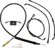 LA Choppers Standard Midnight Braided Handlebar Cable/Brake Line Kit Cable Kit Black Clear-Coated Alternate Length Clutch Line