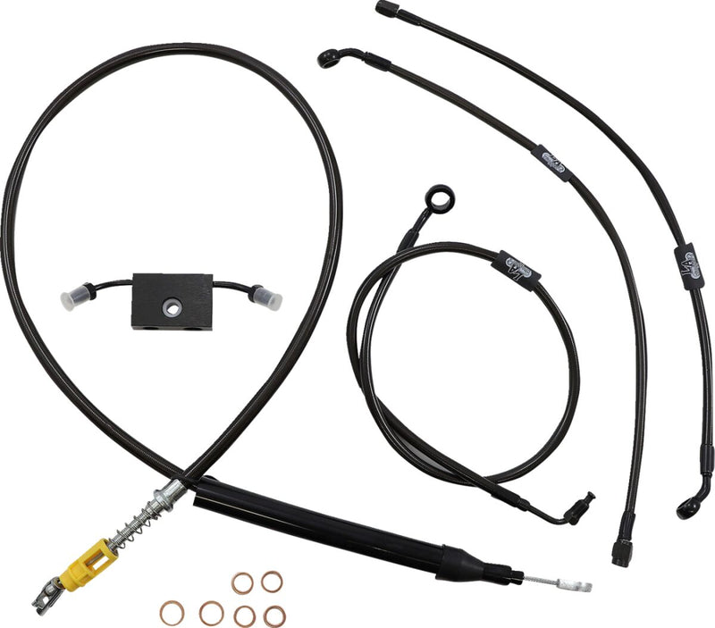 LA Choppers Standard Midnight Braided Handlebar Cable/Brake Line Kit Cable Kit Black Clear-Coated Alternate Length Clutch Line #LA-8157KT-13M
