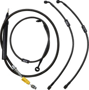 LA Choppers Standard Midnight Braided Handlebar Cable/Brake Line Kit Cable Kit Black Clear-Coated Alternate Length Clutch Line