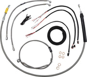 LA Choppers Complete Stainless Braided Handlebar Cable/Brake Line Kit Cable Kit Clear-Coated Natural Silver Alternate Length Clutch Line
