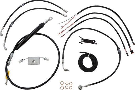 LA Choppers Complete Black Vinyl Braided Handlebar Cable/Brake Line Kit Cable Kit Clear-Coated Alternate Length Clutch Line Black| Clear-Coated| Natural