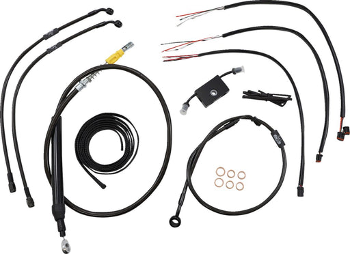 LA Choppers Complete Midnight Braided Handlebar Cable/Brake Line Kit Cable Kit Black Clear-Coated Alternate Length Clutch Line Black| Clear-Coated| Natural