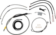 LA Choppers Complete Stainless Braided Handlebar Cable/Brake Line Kit Cable Kit Clear-Coated Natural Silver Alternate Length Clutch Line