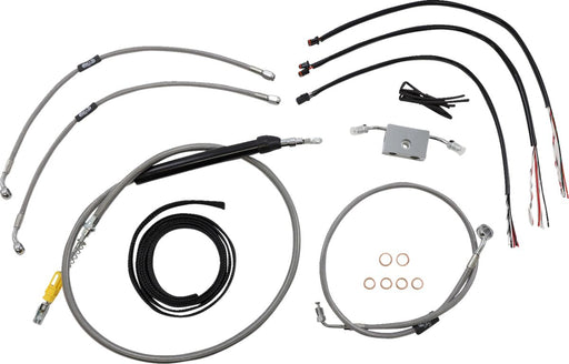 LA Choppers Complete Stainless Braided Handlebar Cable/Brake Line Kit Cable Kit Clear-Coated Natural Silver Alternate Length Clutch Line