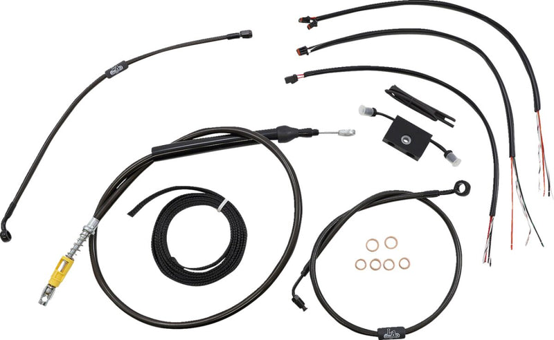 LA Choppers Complete Midnight Braided Handlebar Cable/Brake Line Kit Cable Kit Black Clear-Coated Alternate Length Clutch Line Black| Clear-Coated| Natural
