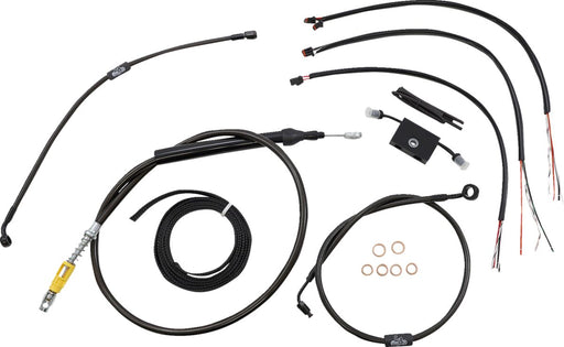LA Choppers Complete Midnight Braided Handlebar Cable/Brake Line Kit Cable Kit Black Clear-Coated Alternate Length Clutch Line Black| Clear-Coated| Natural