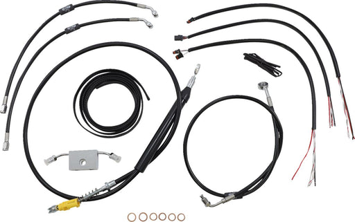 LA Choppers Complete Black Vinyl Braided Handlebar Cable/Brake Line Kit Cable Kit Clear-Coated Alternate Length Clutch Line Black| Clear-Coated| Natural