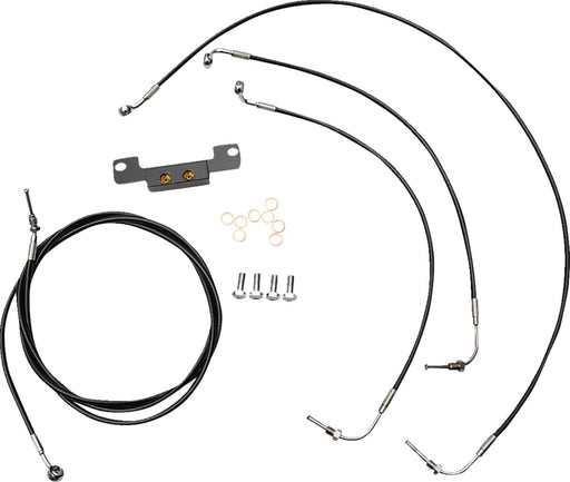 LA Choppers Standard Black Vinyl Handlebar Cable/Brake Line Kit Cable Kit Natural Braided Clutch Line