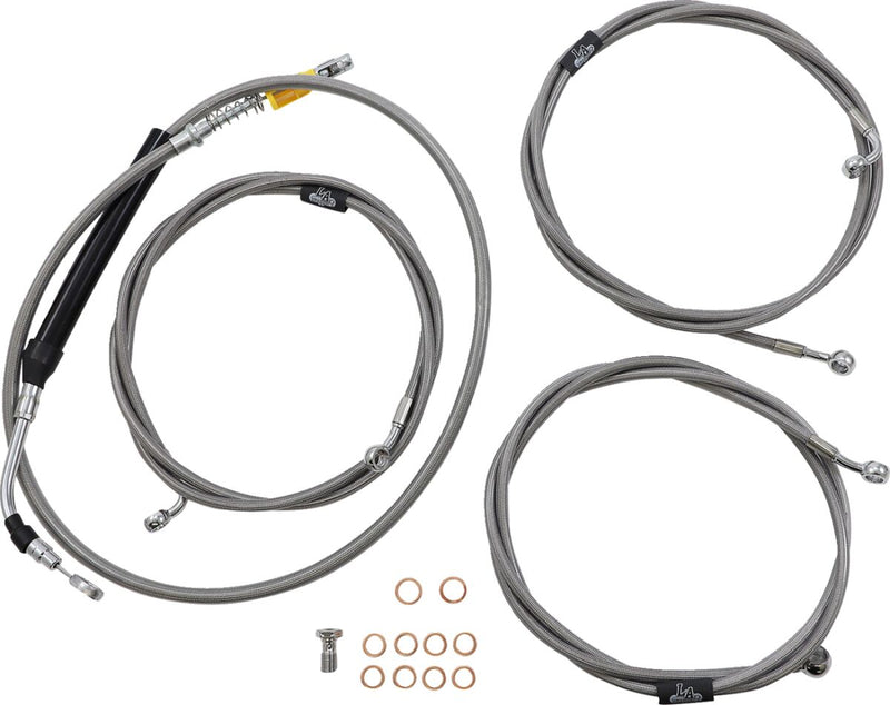 LA Choppers Standard Stainless Braided Handlebar Cable/Brake Line Kit Cable Kit Clear-Coated Natural Silver Alternate Length Clutch Line