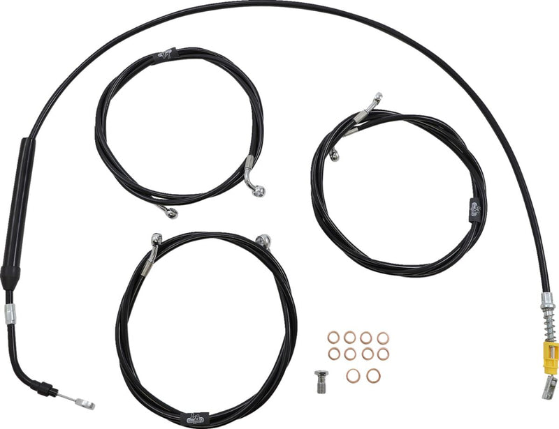 LA Choppers Standard Black Vinyl Handlebar Cable/Brake Line Kit Cable Kit Natural Alternate Length Braided Clutch Line #LA-8056KT-13B