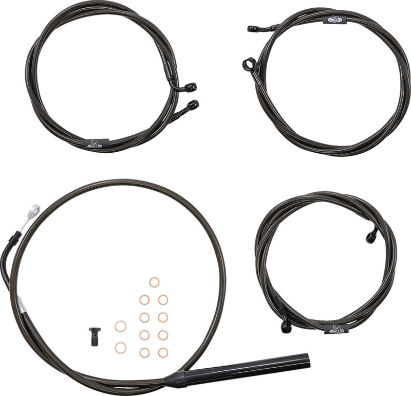 LA Choppers Standard Midnight Braided Handlebar Cable/Brake Line Kit Cable Kit Black Clear-Coated Alternate Length Clutch Line