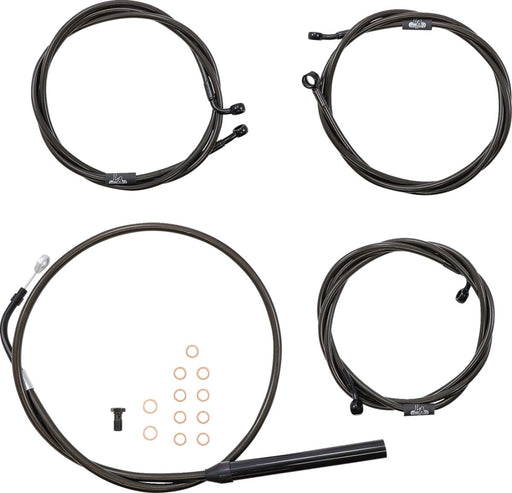 LA Choppers Standard Midnight Braided Handlebar Cable/Brake Line Kit Cable Kit Black Clear-Coated Alternate Length Clutch Line