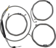 LA Choppers Standard Stainless Braided Handlebar Cable/Brake Line Kit Cable Kit Clear-Coated Natural Silver Alternate Length Clutch Line