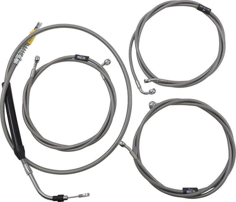 LA Choppers Standard Stainless Braided Handlebar Cable/Brake Line Kit Cable Kit Clear-Coated Natural Silver Alternate Length Clutch Line #LA-8056KT-16