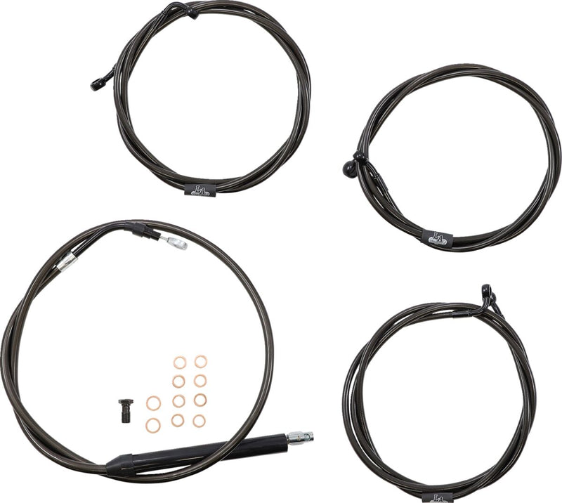 LA Choppers Standard Midnight Braided Handlebar Cable/Brake Line Kit Cable Kit Black Clear-Coated Alternate Length Clutch Line