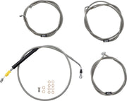 LA Choppers Standard Stainless Braided Handlebar Cable/Brake Line Kit Cable Kit Clear-Coated Natural Silver Alternate Length Clutch Line #LA-8056KT-19
