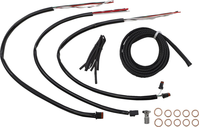 LA Choppers Complete Black Vinyl Braided Handlebar Cable/Brake Line Kit Cable Kit Clear-Coated Alternate Length Clutch Line Each