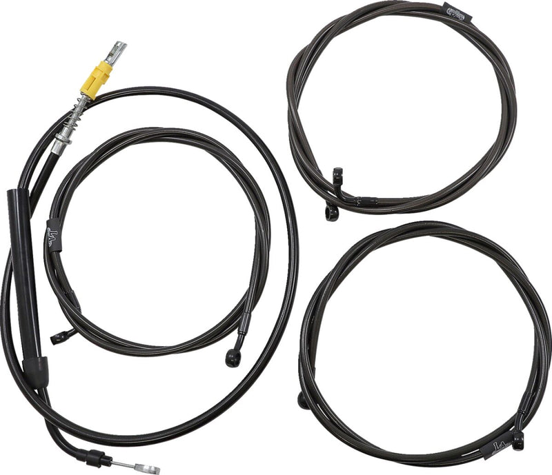 LA Choppers Complete Midnight Braided Handlebar Cable/Brake Line Kit Cable Kit Black Clear-Coated Alternate Length Clutch Line Black| Clear-Coated| Natural #LA-8056KT2-13M