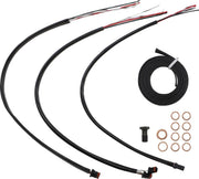 LA Choppers Complete Midnight Braided Handlebar Cable/Brake Line Kit Cable Kit Black Clear-Coated Alternate Length Clutch Line Each