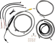 LA Choppers Complete Stainless Braided Handlebar Cable/Brake Line Kit Cable Kit Clear-Coated Natural Silver Alternate Length Clutch Line