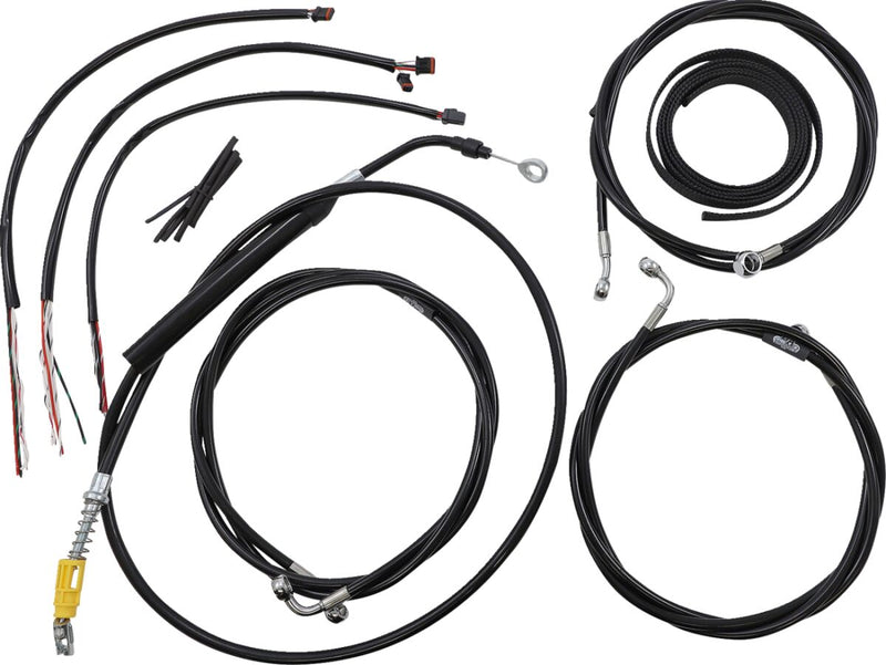LA Choppers Complete Black Vinyl Braided Handlebar Cable/Brake Line Kit Cable Kit Clear-Coated Alternate Length Clutch Line Black| Clear-Coated| Natural #LA-8056KT2-16B