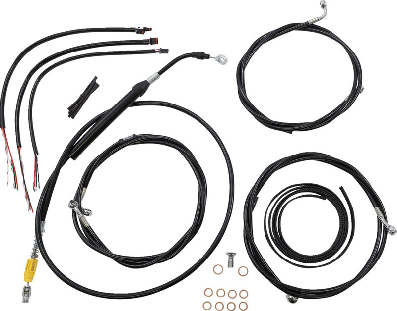 LA Choppers Complete Black Vinyl Braided Handlebar Cable/Brake Line Kit Cable Kit Clear-Coated Alternate Length Clutch Line Black| Clear-Coated| Natural #LA-8056KT2-19B