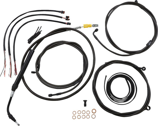LA Choppers Complete Midnight Braided Handlebar Cable/Brake Line Kit Cable Kit Black Clear-Coated Alternate Length Clutch Line Black| Clear-Coated| Natural