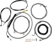 LA Choppers Complete Plug-and-Play Cable Kit Clear-Coated Natural Silver Alternate Length Braided Brake Line Clutch Line