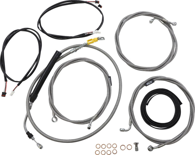LA Choppers Complete Plug-and-Play Cable Kit Clear-Coated Natural Silver Alternate Length Braided Brake Line Clutch Line