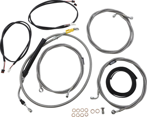 LA Choppers Complete Plug-and-Play Cable Kit Clear-Coated Natural Silver Alternate Length Braided Brake Line Clutch Line