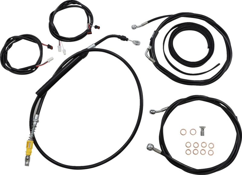 LA Choppers Complete Plug-and-Play Cable Kit Black Clear-Coated Alternate Length Braided Brake Line Clutch Line Black| Clear-Coated| Natural