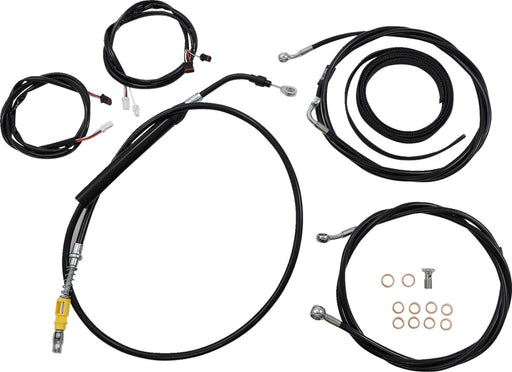 LA Choppers Complete Plug-and-Play Cable Kit Black Clear-Coated Alternate Length Braided Brake Line Clutch Line Black| Clear-Coated| Natural