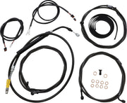 LA Choppers Complete Plug-and-Play Cable Kit Midnight Black Clear-Coated Alternate Length Braided Brake Line Clutch Line Black| Clear-Coated| Natural