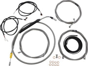 LA Choppers Complete Plug-and-Play Cable Kit Clear-Coated Natural Silver Alternate Length Braided Brake Line Clutch Line