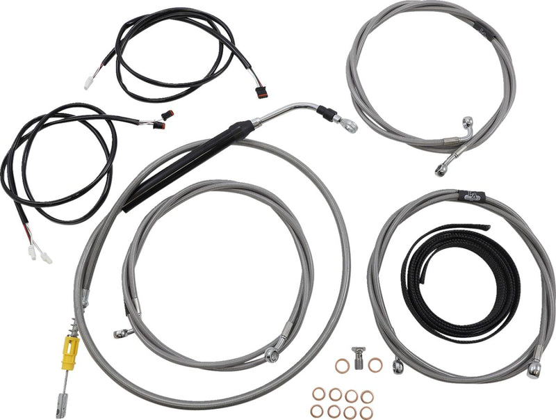 LA Choppers Complete Plug-and-Play Cable Kit Clear-Coated Natural Silver Alternate Length Braided Brake Line Clutch Line