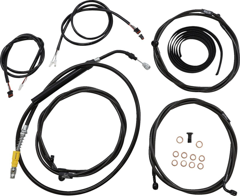 LA Choppers Complete Plug-and-Play Cable Kit Black Clear-Coated Alternate Length Braided Brake Line Clutch Line Black| Clear-Coated| Natural