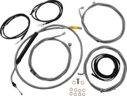 LA Choppers Complete Plug-and-Play Cable Kit Clear-Coated Natural Silver Alternate Length Braided Brake Line Clutch Line #LA-8056KT3-19