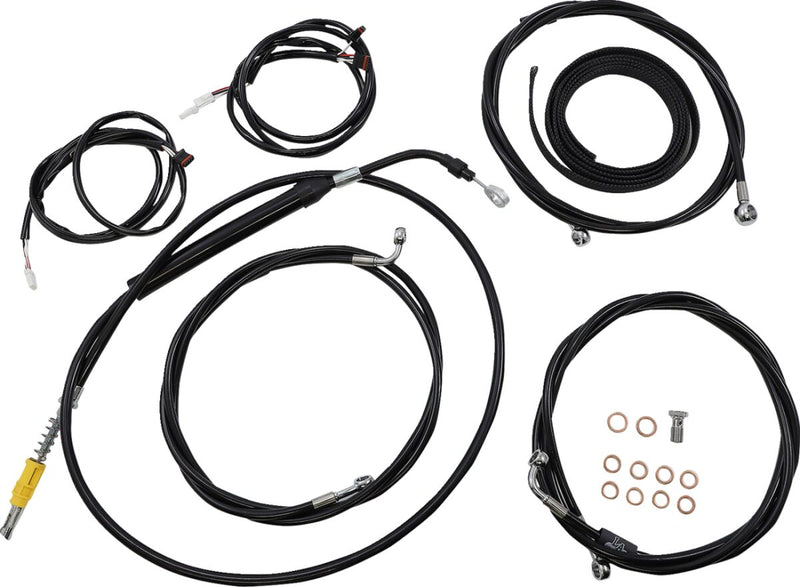 LA Choppers Complete Plug-and-Play Cable Kit Black Clear-Coated Alternate Length Braided Brake Line Clutch Line Black| Clear-Coated| Natural
