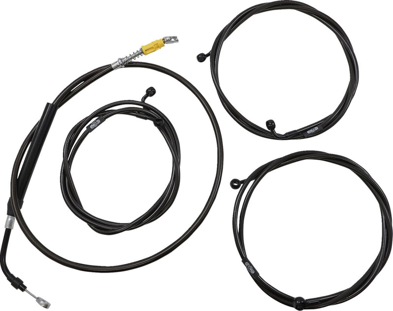 LA Choppers Complete Plug-and-Play Cable Kit Midnight Black Clear-Coated Alternate Length Braided Brake Line Clutch Line Black| Clear-Coated| Natural