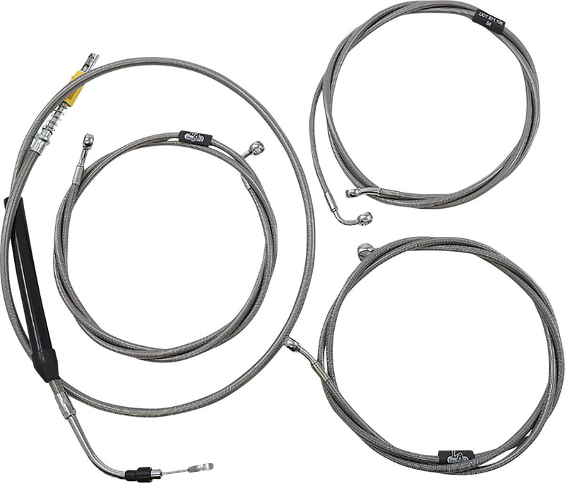 LA Choppers Standard Stainless Braided Handlebar Cable/Brake Line Kit Cable Kit Clear-Coated Natural Silver Alternate Length Clutch Line #LA-8058KT-16