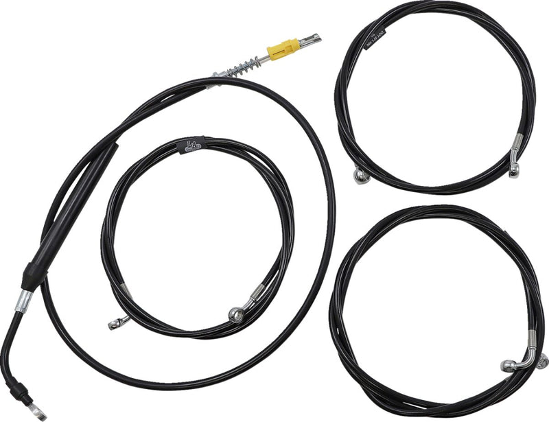 LA Choppers Standard Black Vinyl Handlebar Cable/Brake Line Kit Cable Kit Natural Alternate Length Braided Clutch Line #LA-8058KT-19B