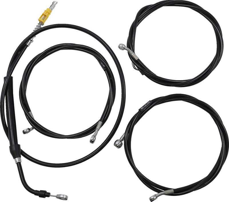 LA Choppers Complete Black Vinyl Braided Handlebar Cable/Brake Line Kit Cable Kit Clear-Coated Alternate Length Clutch Line Black| Clear-Coated| Natural