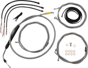 LA Choppers Complete Stainless Braided Handlebar Cable/Brake Line Kit Cable Kit Clear-Coated Natural Silver Alternate Length Clutch Line