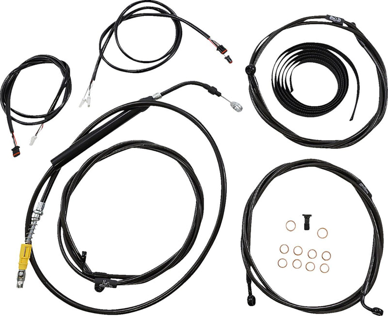 LA Choppers Complete Plug-and-Play Cable Kit Midnight Black Clear-Coated Braided Plug-N-Play Brake Line Clutch Line Black| Clear-Coated| Natural